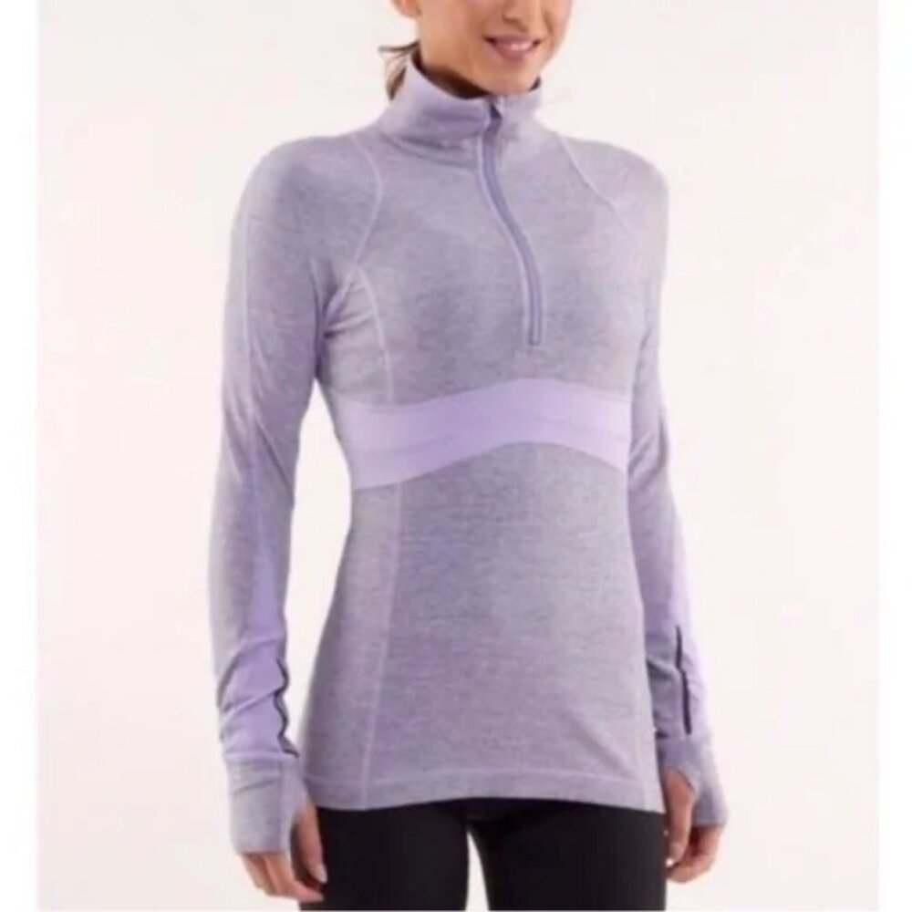 Lululemon Run Full Tilt Size 4 Lavender Space Dye Half Zip Pullover Sweater